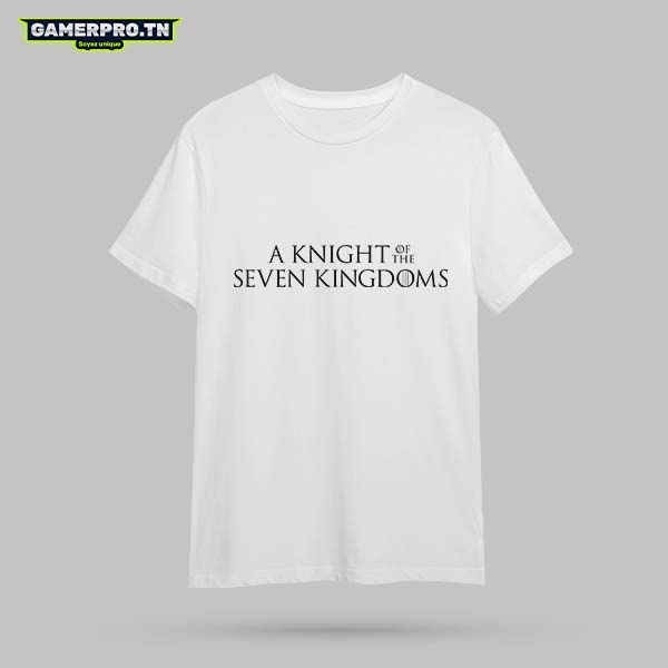 T-shirt A Knight of the Seven Kingdoms avec un chevalier et des emblèmes médiévaux