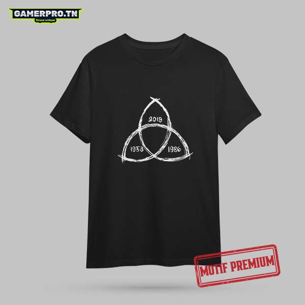 T-shirt Dark avec les symboles du tunnel temporel et des cercles entrelacés