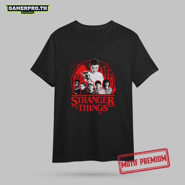 T-shirt Stranger Things avec le logo de la série et l'ambiance des années 80