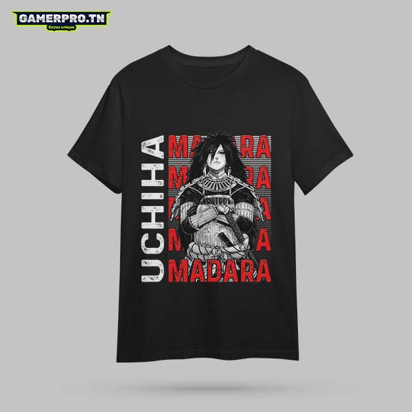 T-shirt Madara Uchiha pour homme et enfant, coupe simple et oversize disponible. Livraison en Tunisie.
