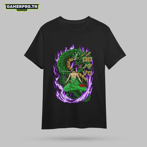 T-shirt Roronoa Zro One Piece design officiel
