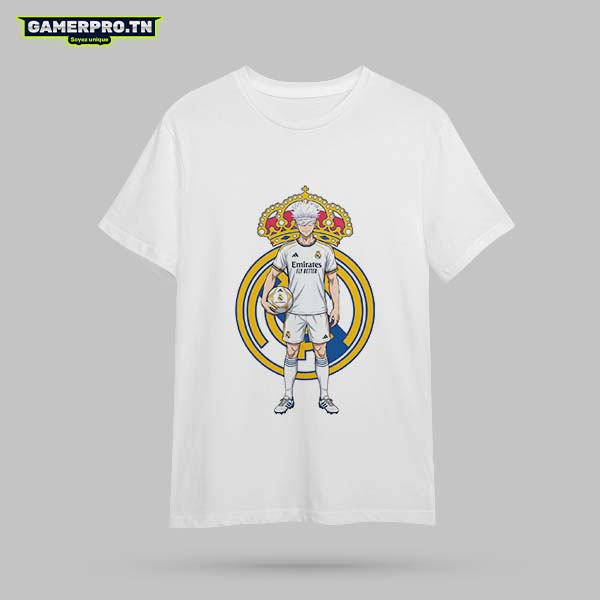 T-shirt Real Madrid en Tunisie blanc coton col rond homme GAMERPRO.TN