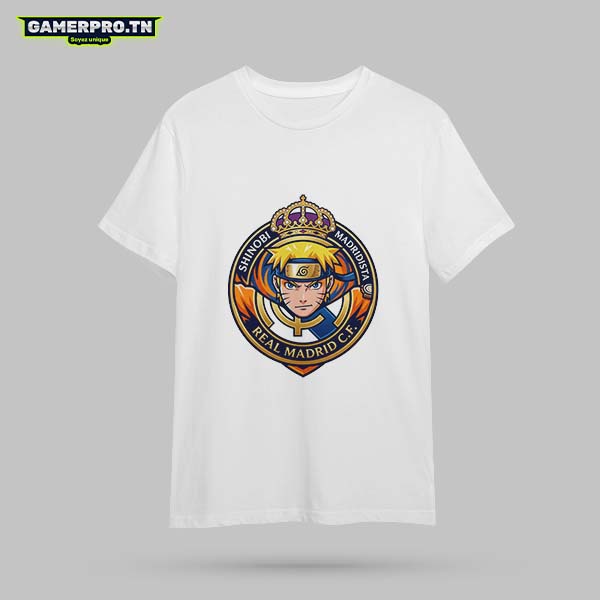 T-shirt Real Madrid Tunisie blanc coton col rond homme GAMERPRO.TN