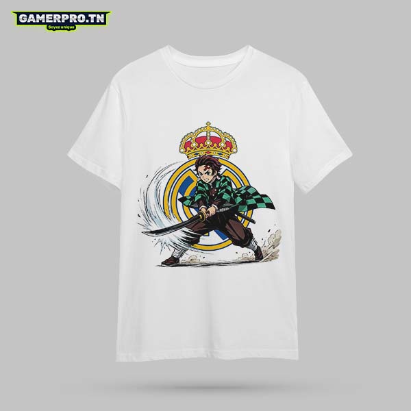 T-shirt Real Madrid Tunisie blanc coton col rond homme